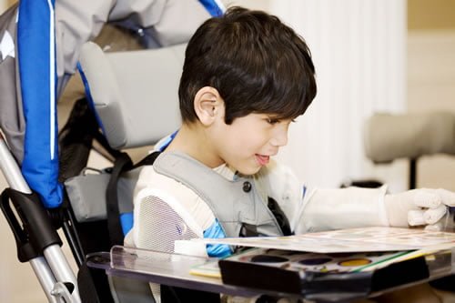 Boy in wheelchair